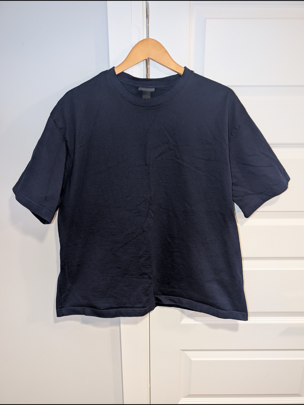 H&M Men's Loose Fit Navy Blue Crewneck T-Shirt